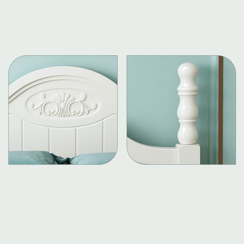 French Country Standard Bed Rubberwood and Pine Wood Panel Bed White