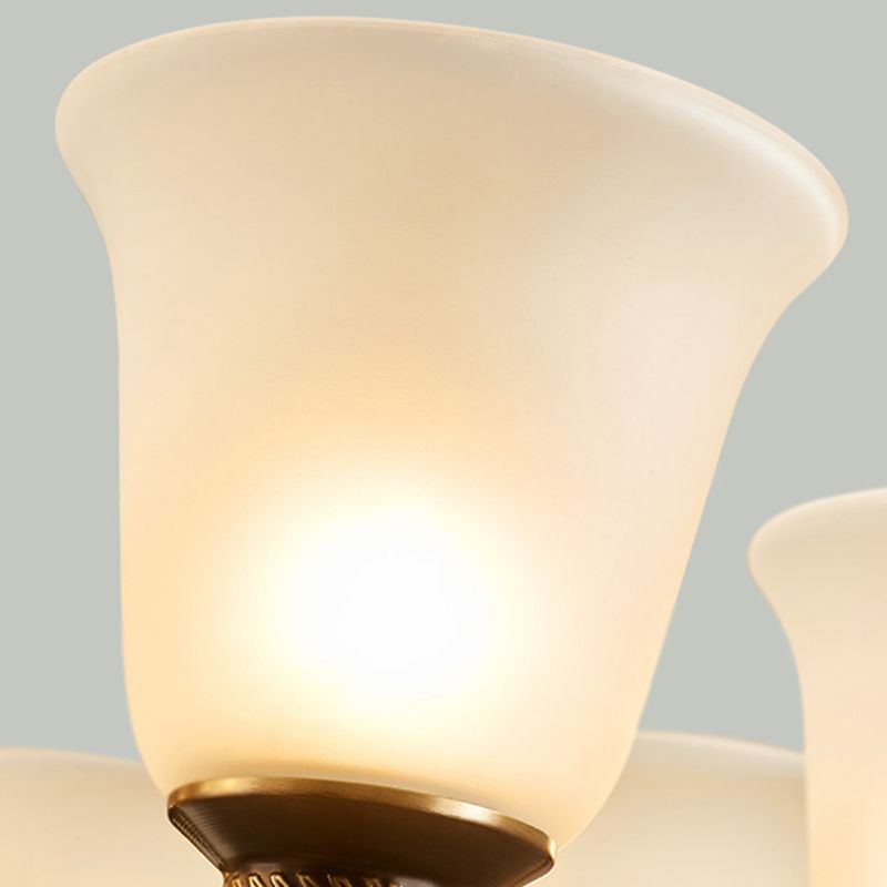 Bell Chandelier Light Fixture Traditional White Glass Pendant Lighting for Restaurant