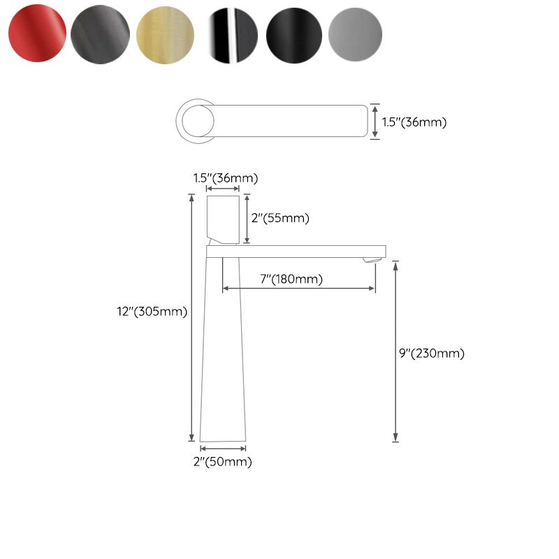 Knob Handle Square Sink Faucet Brass Bathroom Sink Faucet with 1 Hole