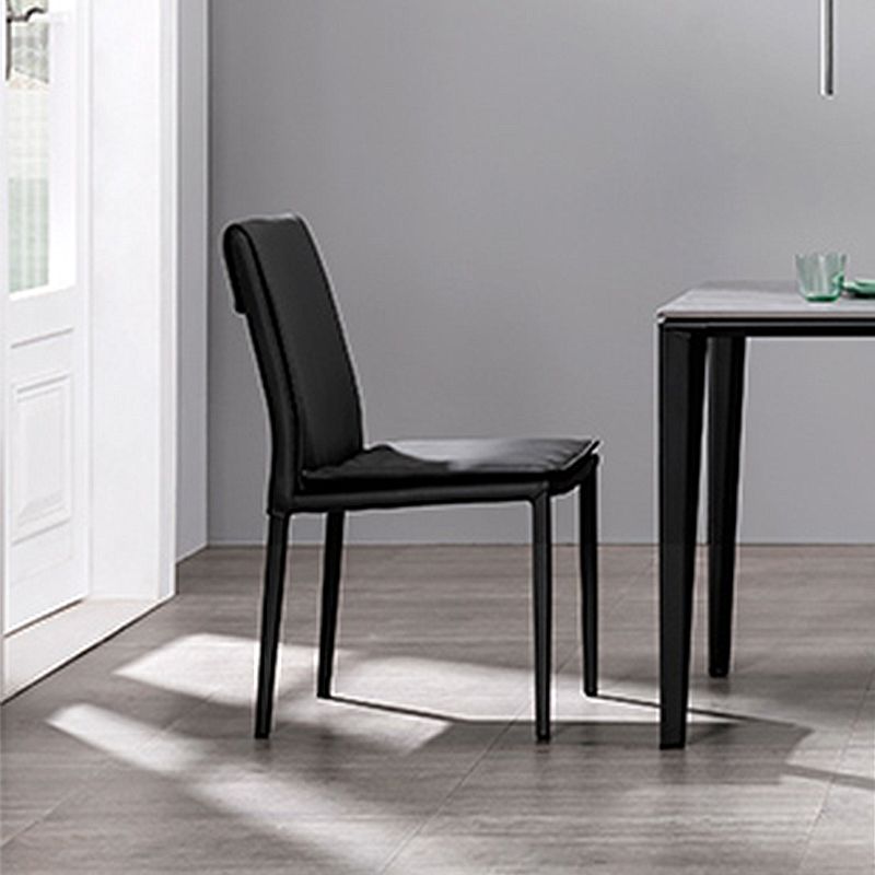 Chaise d'appoint de style moderne pour la maison, chaise de salle à manger rembourrée en métal à dossier solide (Ensemble de 2)