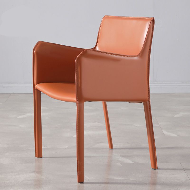 Low Back Side Chair with Leather Legs Metal Contemporary Dining Chair for Home