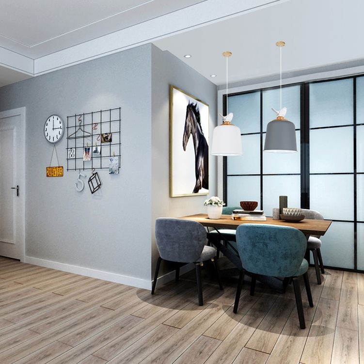 Luz colgante de sombra del imperio contemporáneo con aluminio de pájaros 1 lámpara colgante de bombilla para porche