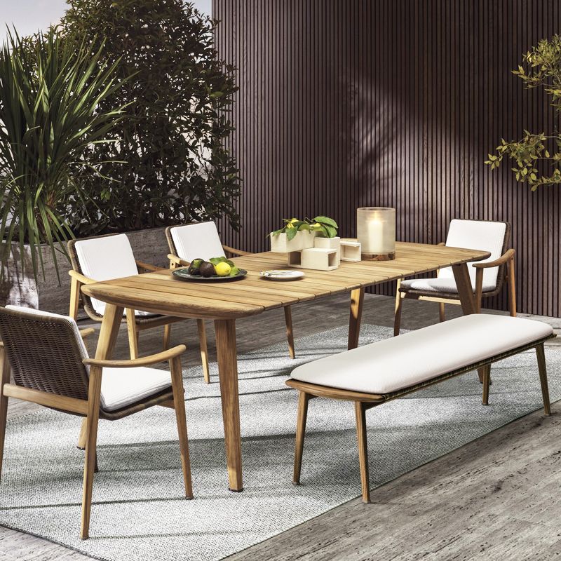 Rectangular Patio Dining Table Set 1/5/6 Pcs Modern Wood Dining Table Set