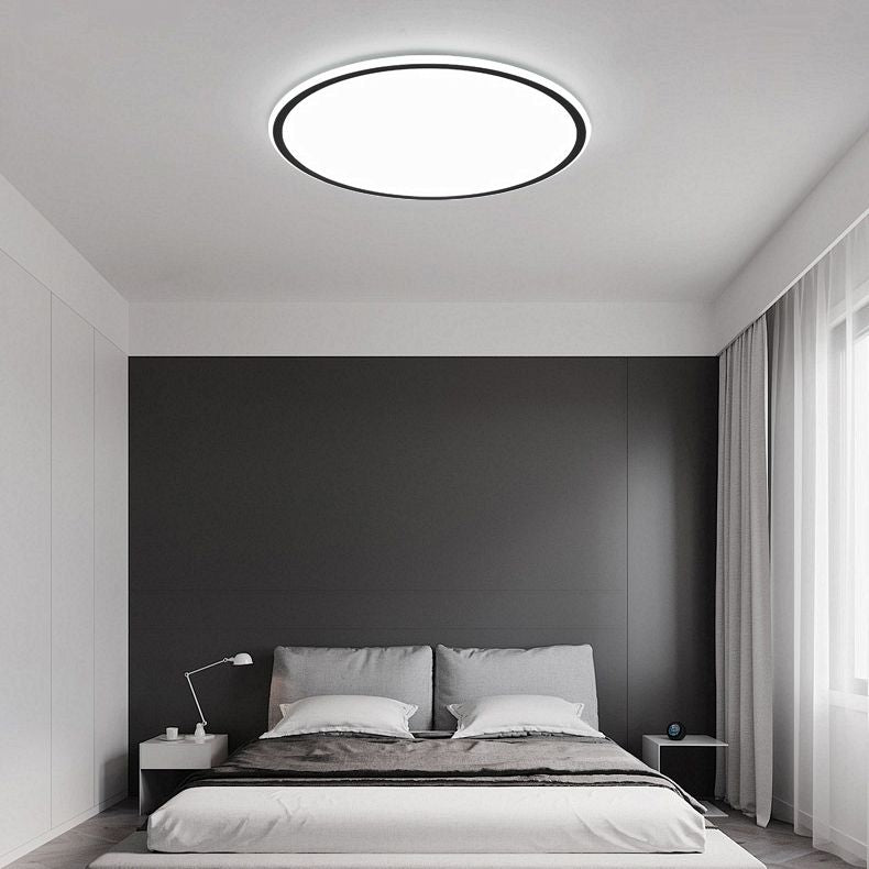 Modern Bedroom Round LED Ceiling Light Minimalist Aluminum Hallway Lighting Fixture in Black + White