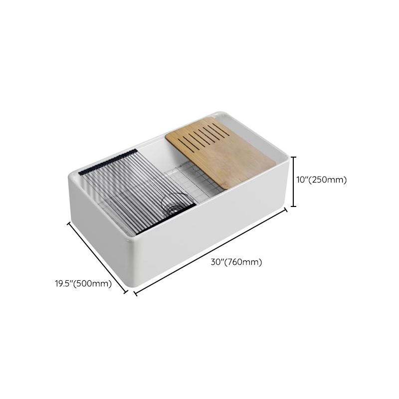 Farm Style Bathroom Sink Ceramic Rectangular Washroom Sink with Faucet