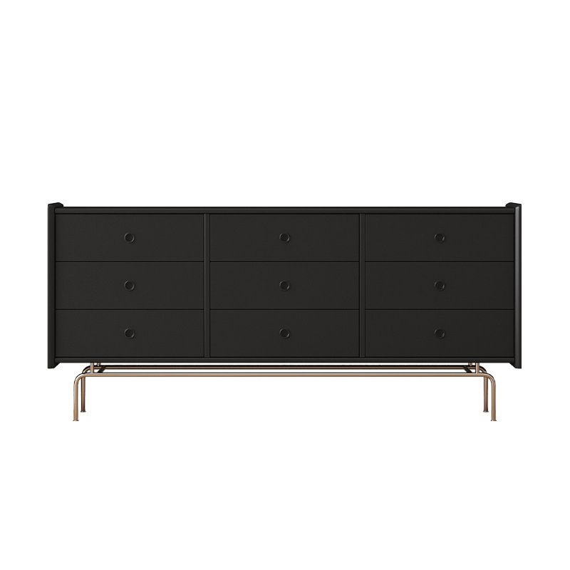 Contemporary Horizontal Double Dresser Black/Gray Dresser with Storage for Home