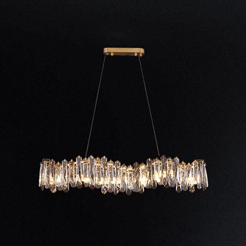 Gray Metal Contemporary Pendant Light with Crystal Shade for Living Room