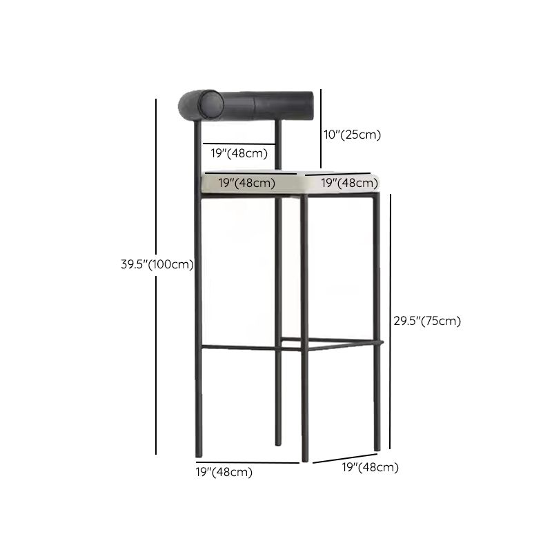Modern Style Upholstered Counter Stool Low Back Barstool for Indoor