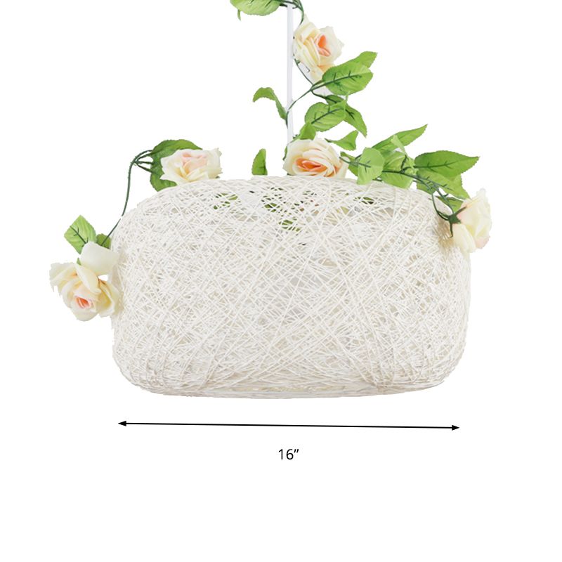 Lámpara colgante de tambor de luz simple/lámpara colgante rústica de bina en blanco