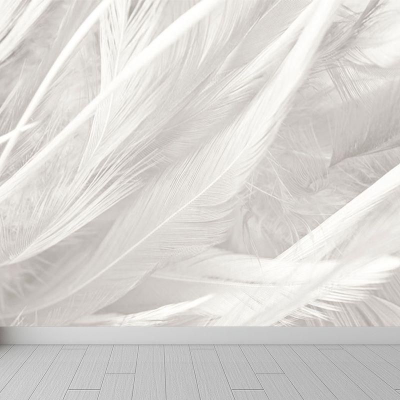 Stacked Bird Feather Mural Wallpaper Contemporary Non-Woven Texture Wall Covering