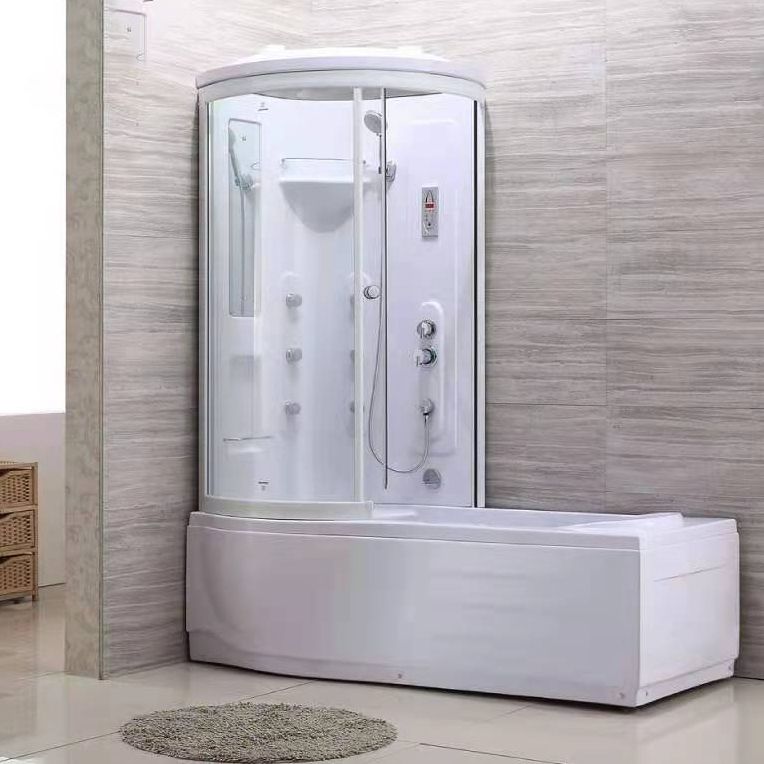 Corner Tub & Shower Kit Easy Clean Glass Tub & Shower Kit with Light