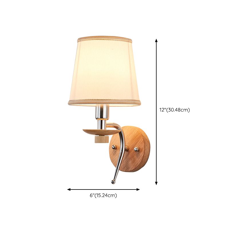 Modernist Wall Sconce Tapered Wall Light Fixture with Fabric Shade for Bedroom