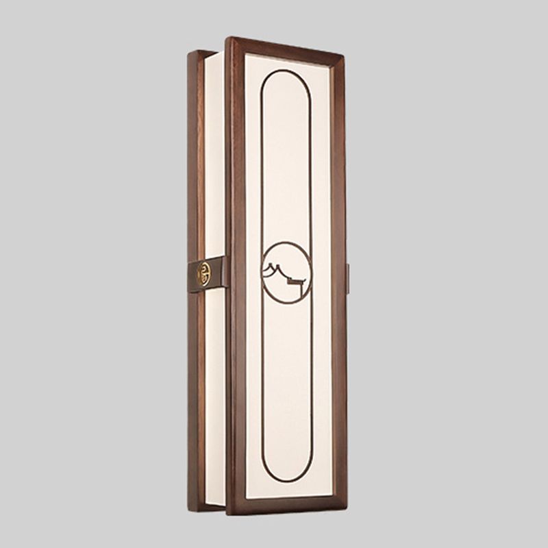 New Chinese Style Wooden Wall Light Cuboid LED Wall Lamp with Acrylic Shade for Bedroom