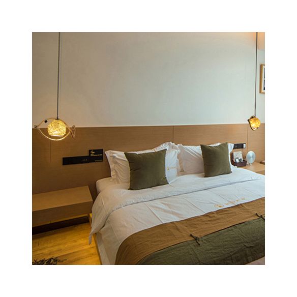 1/2/3-Licht-Fischform-Pendellanzehörigkeit Rustikales Bine Einkopfhängelampe in Beige