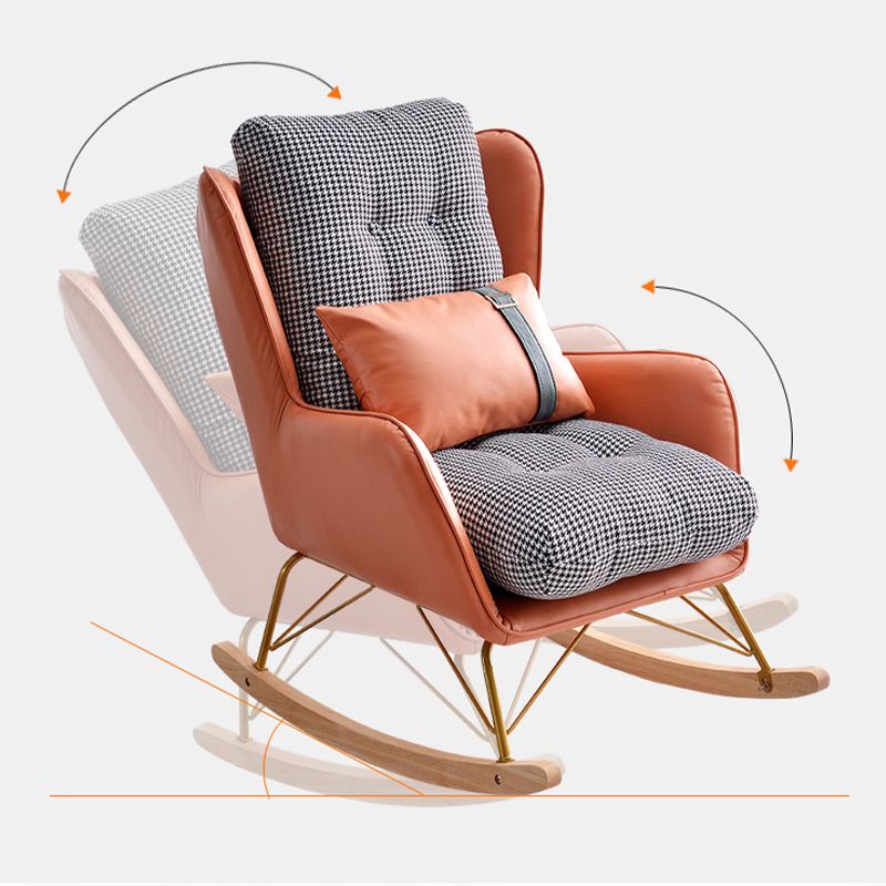 Faux Leather Modern Rocking Chair Water Resistant Rocker Chair with Pillow