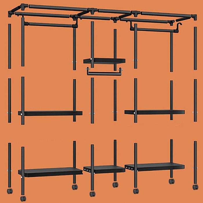 Contemporary Style Wardrobe Armoire Metal Frame Armoire with Garment Rod for Home