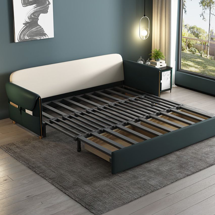 31.5" H Contemporary Faux Leather Square Arm Sofa Bed for Apartment