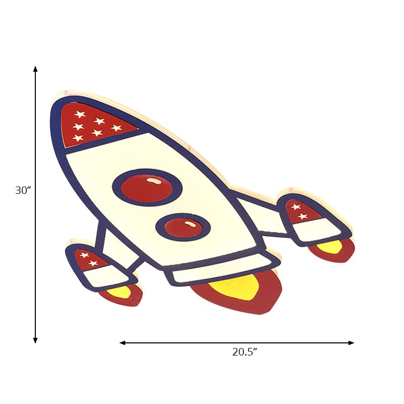 Acryl Vliegtuig LED Flush Mount Licht Kid Slaapkamer Modern Plafond Lamp in Rood