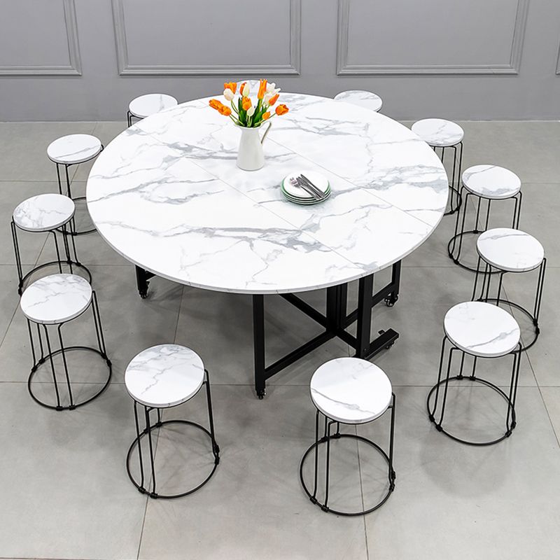 Mesa de comedor redonda Mesa base de caballete de estilo de mediados de siglo para el comedor