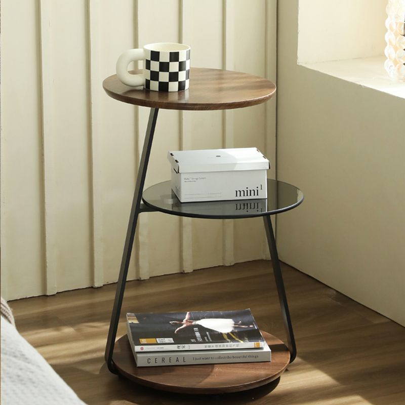 Modern Round Corner Table 3-Tier Side End Table with Storage