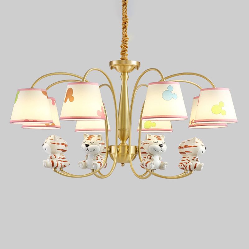 Animal Suspension Light Kids Resin Nursery Chandelier Light with Empire Shade in White