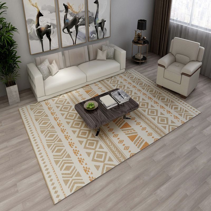 Multi Colored Moroccan Rug Cotton Geometry Seamless Pattern Rug Pet-Friendly Carpet for Home Decor