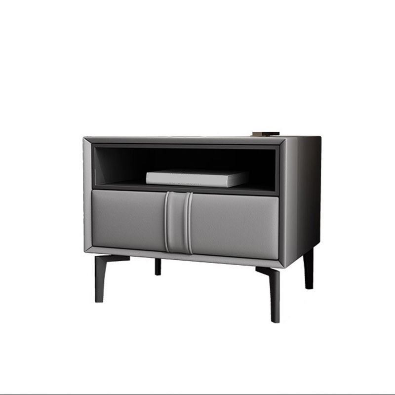 Modern Faux Leather 1/2 - Drawer Nightstand 18.5" Tall Nightstand