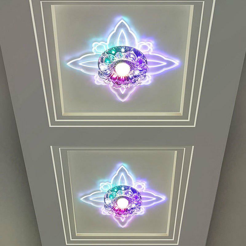 Blossom LED Flush Mount Light Simplicity Crystal Corridor Flush Mount Ceiling Light in Clear
