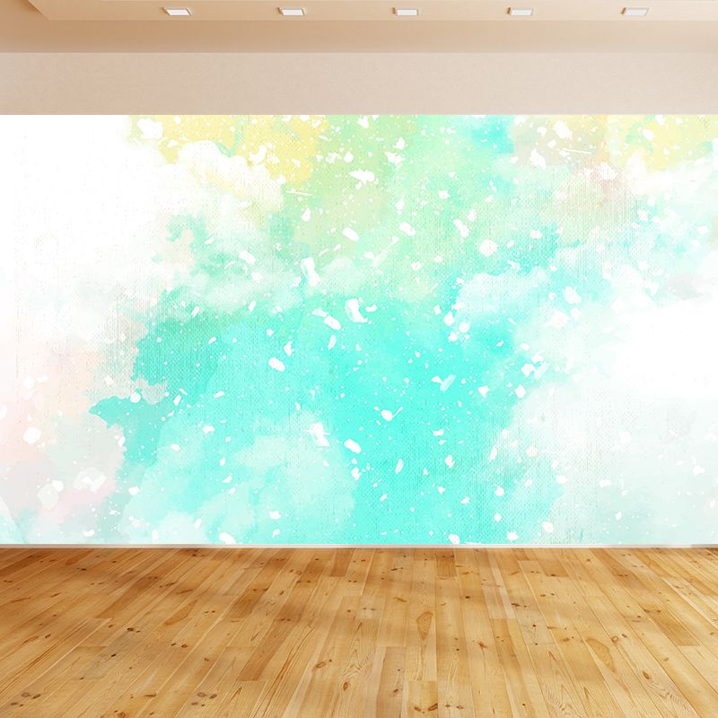 Modern Watercolor Pattern Wall Mural Soft Color Dining Room Wall Covering, Personalized