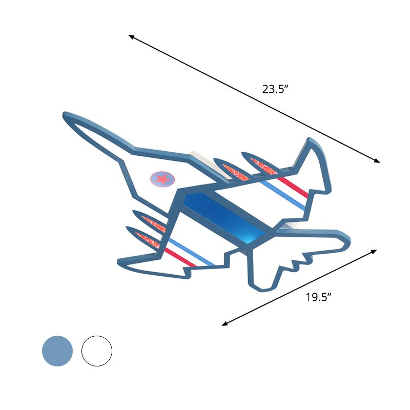Acrylic Aircraft-Shape Ceiling Flush Cartoon LED Flush Mount Fixture in White/Blue for Boy Bedroom