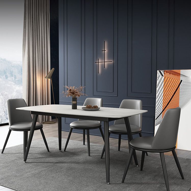 Industrial Style Stone Dining Table 4 Legs Dining Site Table for Dining Room