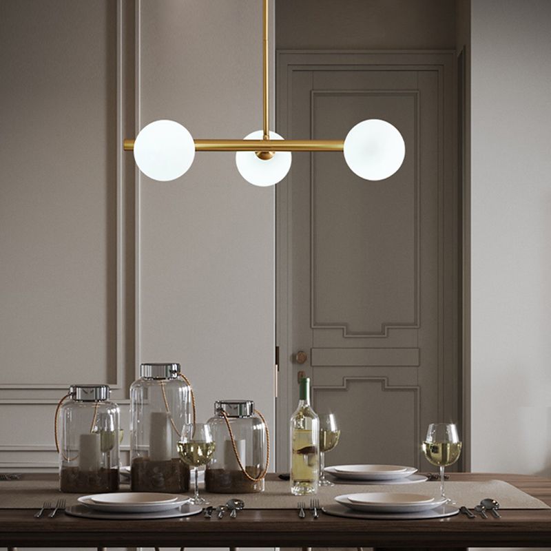 Nordic Style Copper Hanging Lamp Ball Shape Shade Island Light Fixture for Bedroom