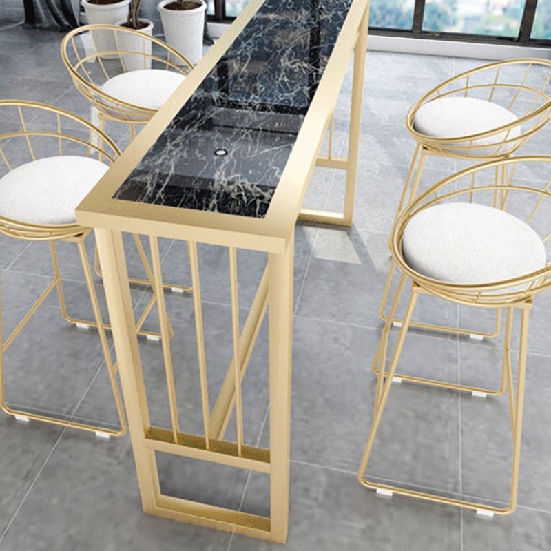 Modern Pub Height Dining Table Faux Marble Top Pub Table for Patio Use