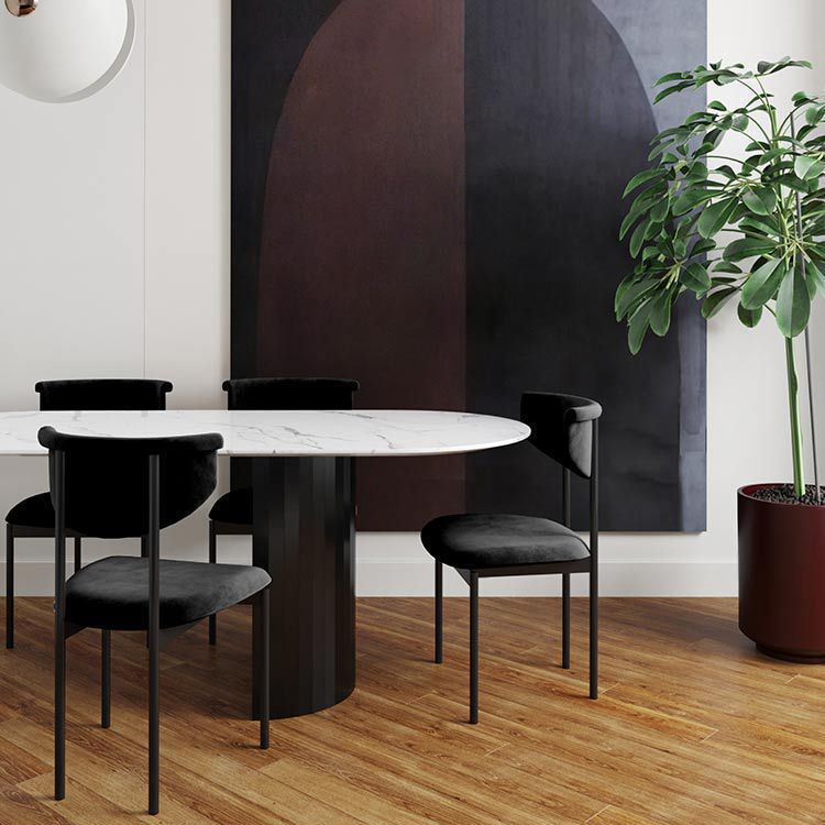Modern Black Kitchen Dining Side Chair Upholstered Opening Back Dining Side Chair