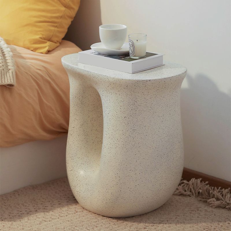 12" Wide Contemporary Corner Table White Concrete Accent Side Table