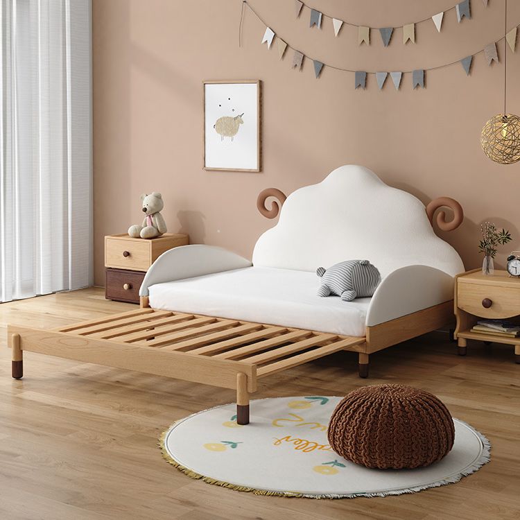 Brown Kids Bed Contemporary Solid Wood Daybed with Upholstered