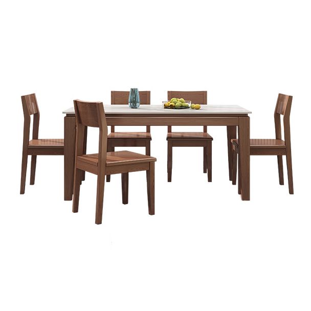 Moderne moderne eettafel uit het midden van de eeuw gesinterde stenen top eettafel met houten basis voor keuken