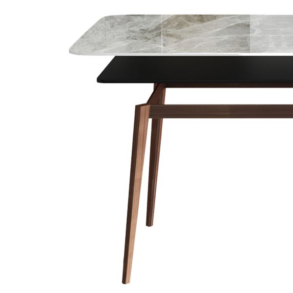 Mesa de comedor de piedra sinterizada Mesa rectangular de 4 patas de mediados de siglo para comedor