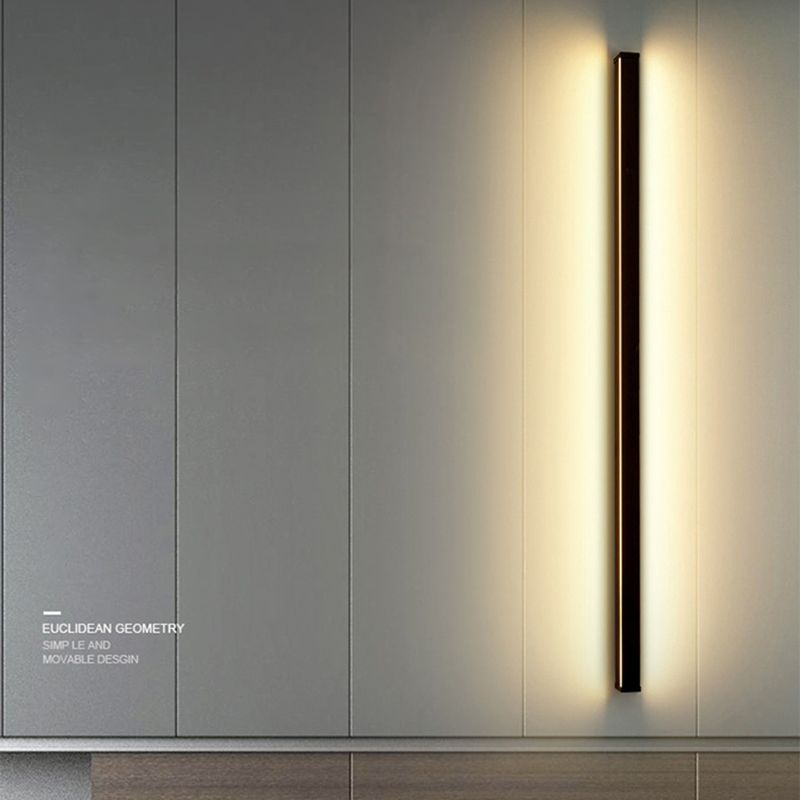 Éclair de mur en métal linéaire style moderne, appliques lumineuses à paroi légère en noir en noir