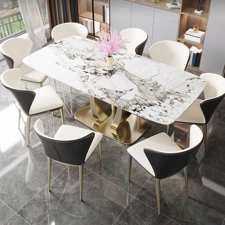 Mesa de comedor de piedra sinterizada Glam, mesa de comedor estándar rectangular para cocina