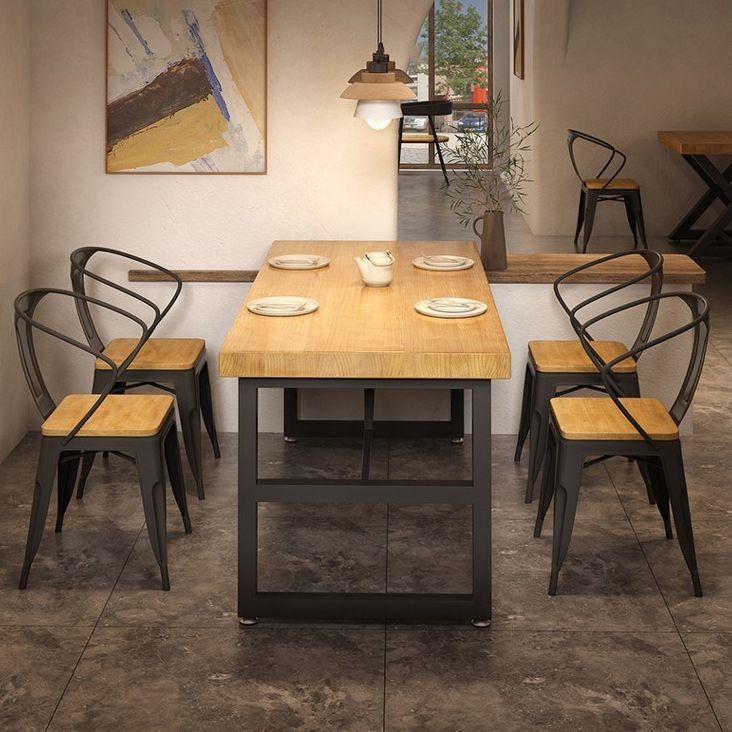 Industrial Dinning Table with Wood Rectangle Dining Table for Home