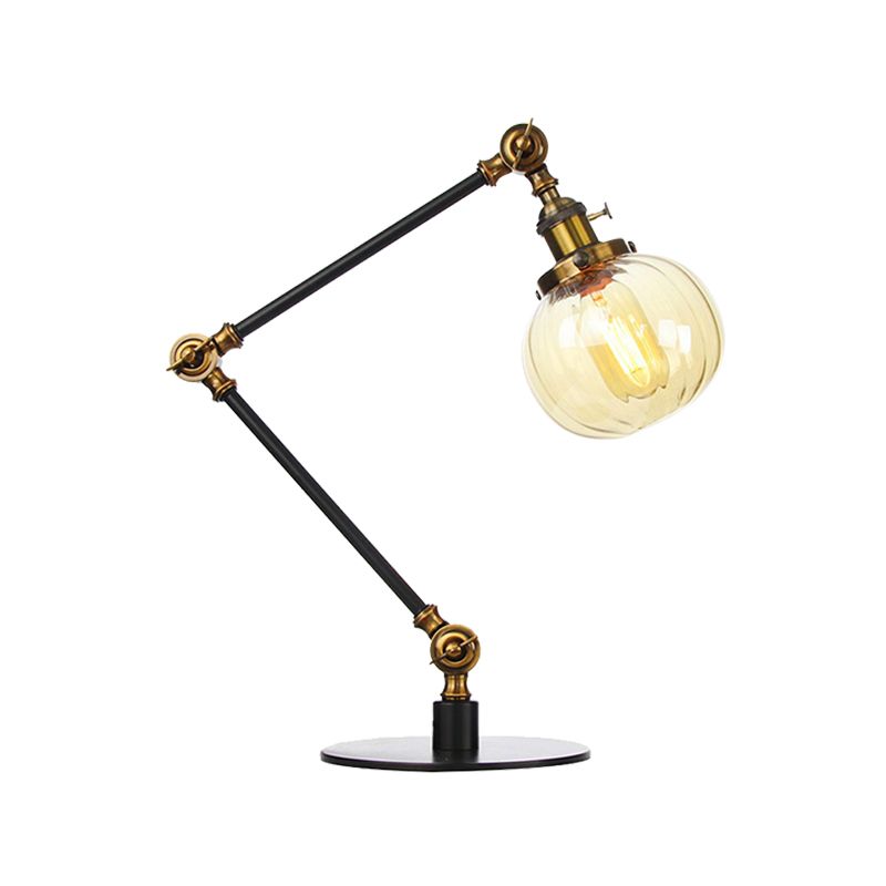 Éclairage de table globale en verre ambre / transparent vintage élégant 1 lampe de table finale noire / bronze claire pour chambre à coucher