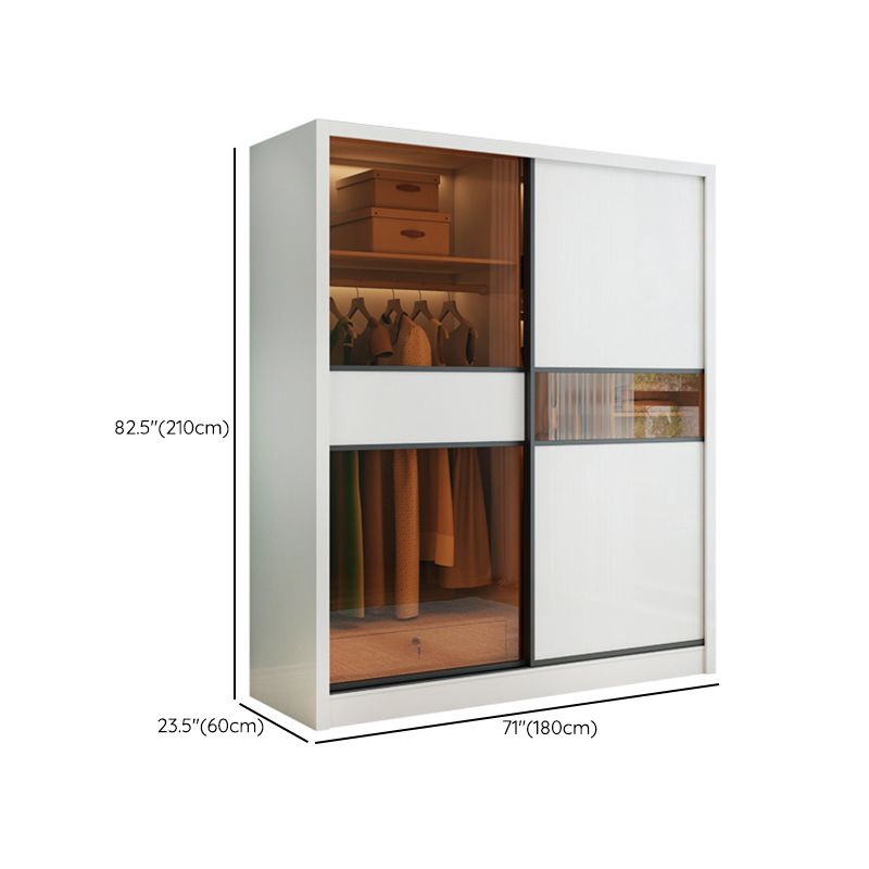 Sliding Wardrobe Armoire White Engineered Wood Wardrobe Closet