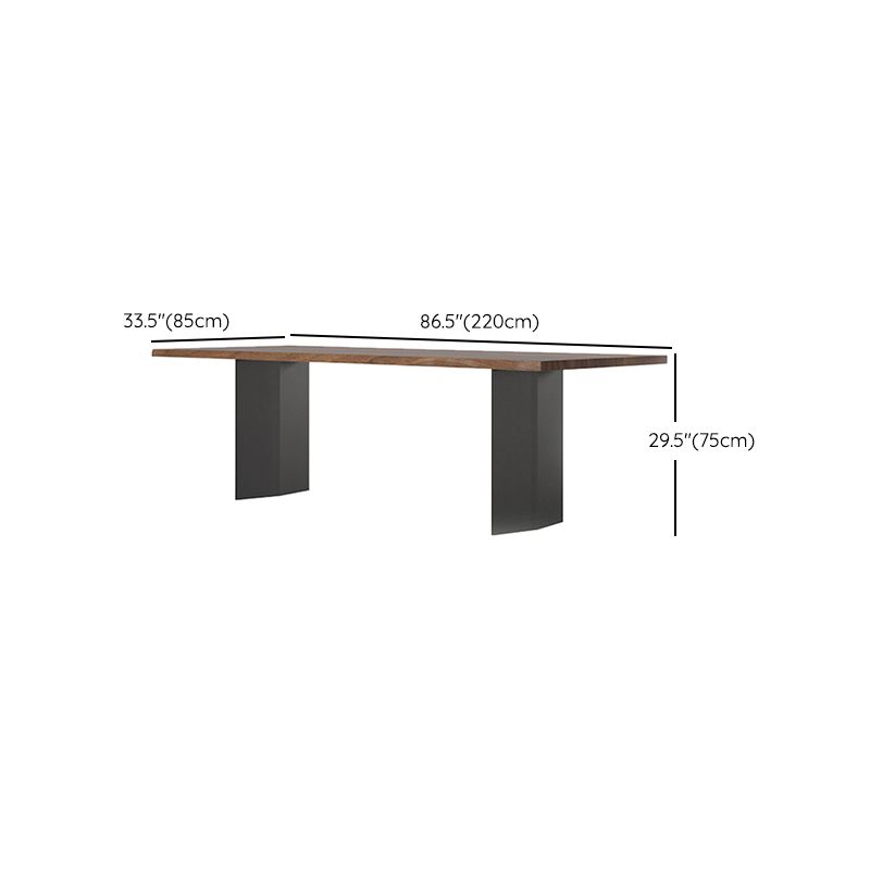 Brown Solid Wood Top Dining Table Rectangle Kitchen Dinette Table