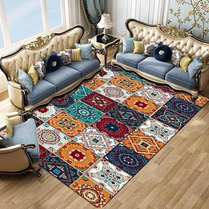 Modern Matrix Pattern Rug Polyester Area Carpet Stain Resistant Indoor Rug for Home Decoration