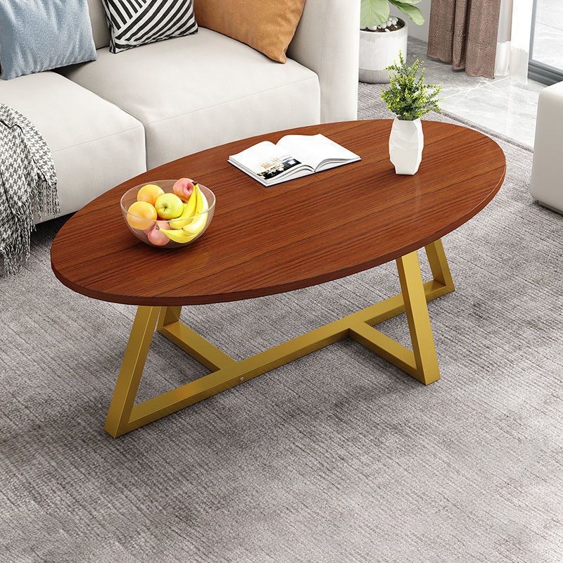 Glass Open Shelf Cocktail Table Oval Minimalist Modern Coffee Table