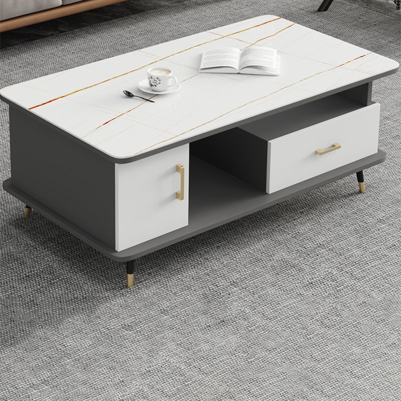 Rectangle Coffee Table Slate Coffee Cocktail Table with Storage Drawers