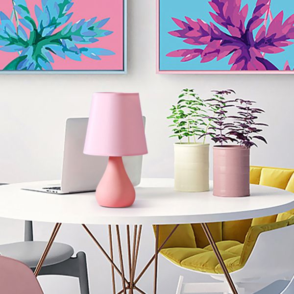 Macaron Cone Shape Table Light Fabric Bedroom Night Table Lamp