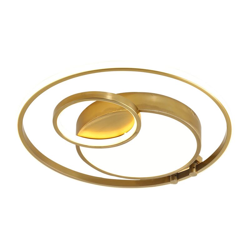 Gold Rounded Flush Mount Lamp Minimalism LED Metallic Flush Ceiling Light for Bedroom