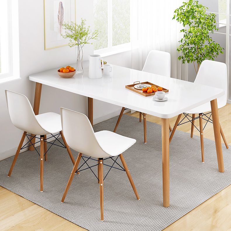 Contemporary Rectangle Shape Standard Dining Set MDF Natural Dining Set with 4 Legs Base